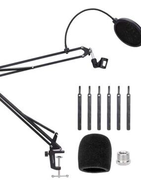 Adjustable Microphone Stand, Pop Filter, Windscreen, for Blue Yeti, Snowball